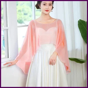 Elegante Damen Chiffon Umhänge Sommer Einfarbig Kleid Cover Up Abend Hochzeit - Bild 1 von 30