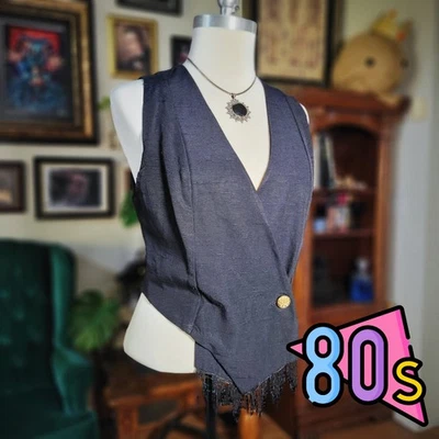 Chaleco de Colección Años 80 BETTY AND SHEILA GARMENTS Mujer Negro con Cuentas - Talla 2 Foto 1 de 4