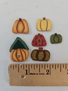 6X Just Another Button Company PUMPKIN Polymer Clay Buttons for Cross-Stitch - Picture 1 of 1