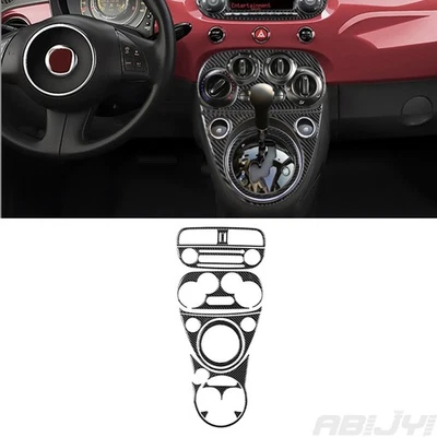 11Pcs For 12-15 Fiat 500 Carbon Fiber Interior Central Console Cover Trim Type A - Image 1 of 4