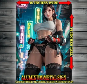 Sexy Tifa Lockhart - Red Light District - Final Fantasy Sign Wall Art 10" x 14" - Picture 1 of 2