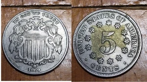 1869 Shield Nickel * Nice * Glue on Rev - Picture 1 of 7