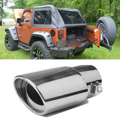 For Jeep Wrangler Chrome Exhaust Tip Pipe Muffler Stainless Steel - Image 1 of 4