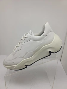 Ecco Chunky Sneaker Womens White Leather Sneakers Size 38 US 7 - 7.5 Excellent - Picture 1 of 11