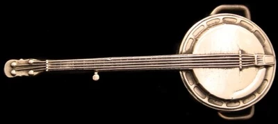 NH06152 复古 1978 年切割 * * BANJO * * 实心黄铜音乐皮带扣 — 第 1/3 张图片