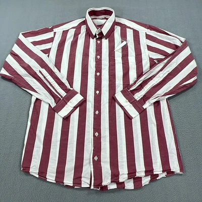 J Peterman Shirt Mens Medium Red White Stripe Button Front Long Sleeve Cotton - Image 1 of 4
