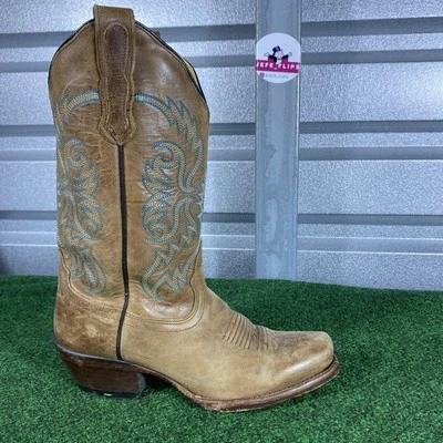 Nocona Bluebonnet L5009 Brown Leather Square Toe Western Boots Women - Sz 6 B - Image 1 of 4