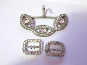 3 fajas de cinturón vintage de diamantes de imitación transparentes plateados - Imagen 1 de 2