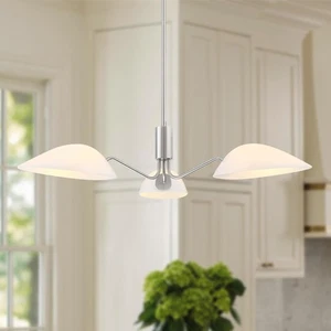 Modern Glass Chandeliers, Sputnik Chandelier Satin Nickel Pendant Lighting Fi... - Bild 1 von 8