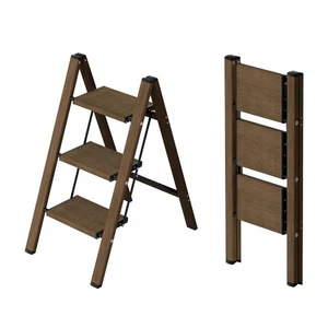 Aluminium Folding Step Stool Ladder 2-4 Step Coffee Finish Compact Lightweight - Picture 1 of 34