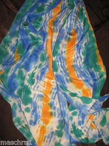  1 Tuch/ Schal * handgefärbt* Crepe de Chine*  43 x 170* blau-orange - Bild 1 von 3