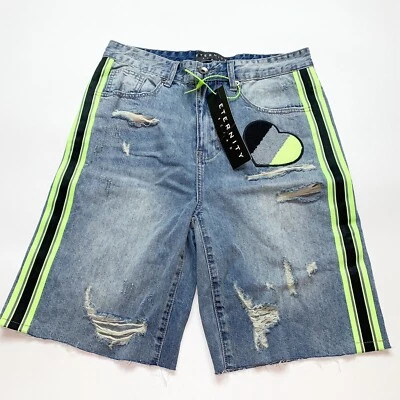 Eternity mens jean Shorts 100% authentic size 32 Waist Multicolor W Rips - Image 1 of 4