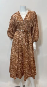 Neu mit Etikett Zimmermann Tropicana gerafftes Taillenkleid Leopard Größe 0 - Bild 1 von 10