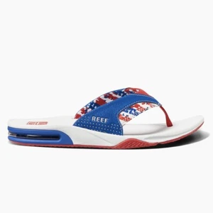 Reef Fanning Flip Flop Mens 10 Patriotic Red White Blue USA Bottle Opener Sandal - Picture 1 of 6