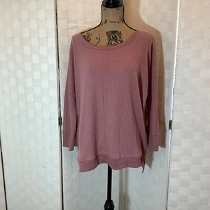 french laundry mauve waffle knit plus size top 1X fall winter casual - Picture 1 of 7