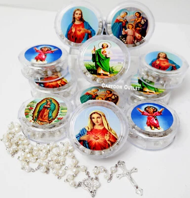 12 Guadalupe St Jude Rose Bead Rosary Religious Gift Favors Divine Child Jesus - Image 1 of 4