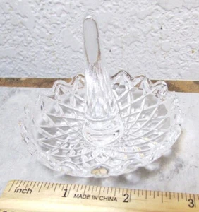 vintage cut glass ring holder trinket dish, nice home decor item - Picture 1 of 4