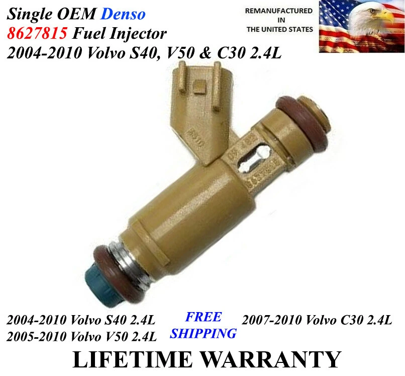 正品 Denso 单燃料喷射器 适用于 2004 - 2010 年沃尔沃 S40 V50 C30 2.4L 87627815  — 第 1/1 张图片