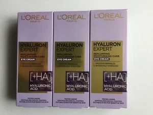 L'OREAL Hyaluron Expert Replumping Hyaluronic Anti-Ageing Eye Cream 3 x 15ml - Picture 1 of 4