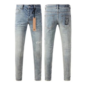 Neu Pop Herren Hose Text Print Skinny Fit Crease Ksubi Bleached Blue Jeans 3029 - Bild 1 von 15