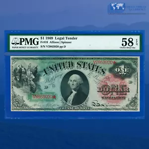 Fr.18 1869 $1 One Dollar "RAINBOW" Legal Tender, PMG 58 EPQ Brilliant Color #920 - Picture 1 of 3