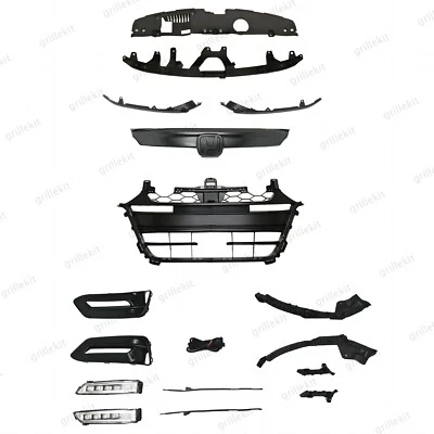 16PC For 2018-2020 Accord Sport Gloss Black Grille Mesh Molding Fog lights Bezel Foto 1 de 4