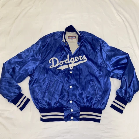 Rare Vintage Empire 80s LA Dodgers Satin Jacket USA Union Made Men’s XL *2x RIPS Cover
