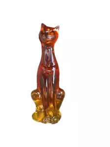 Vintage Viking Glass Epic Cat Persimmon Glows 8” Inches Tall - Picture 1 of 7
