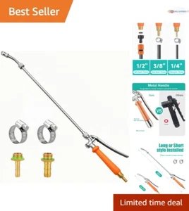 Metal Sprayer Wand Stainless Steel 29" Adjustable Nozzle 1/4" 3/8" Hose Use - Picture 1 of 9