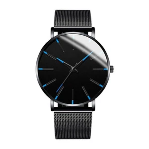 Men's Fashion Ultra Thin Watches Business Stainless Steel Mesh Quartz Watch - Picture 1 of 12