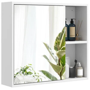 Bathroom Medicine Cabinet with Single Mirror Door-White - Color: White - Picture 1 of 5
