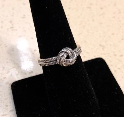 Pandora Sparkling Love Knot Clear CZ Ring #190997CZ +HINGED BOX+POLISH CLOTH+Tag - Image 1 of 4