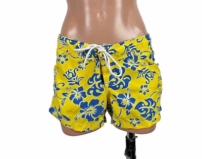 Vintage 90s y2k Mossimo Yellow Blue Floral Swim Board Shorts Sz 7 Made In USA - Image 1 of 4