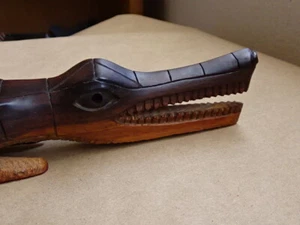 Rare... Hand Carved Heavy Hardwood Crocodile Figurine Age & Origin Unknown - Picture 1 of 12