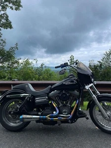 2-1 Exhaust Pipes Harley-Davidson Dyna Fat Bob Superglide Wideglide 2 Into 1 FXD - Picture 1 of 4