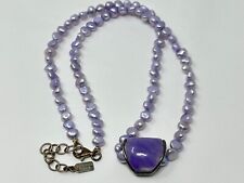 PEYOTE BIRD 925 Sterling Silver Lavender Purple Pearl Amethyst Beaded Necklace