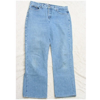 Pantalones de mezclilla Blue Dot azules lisos para mujer algodón Eleven 11 para mujer 34" x 29 J17 Foto 1 de 4