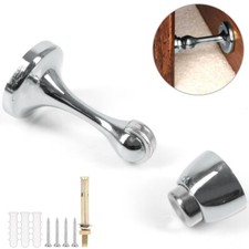 POLISHED CHROME DOOR STOP Strong Metal NO SLAM Wall Buffer Jam Jammer Holder UK