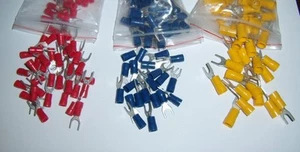 15 #10 Crimping Wire Spade Fork Terminal Connector 12-10-16-14-22-18 AWG Combo - Picture 1 of 1