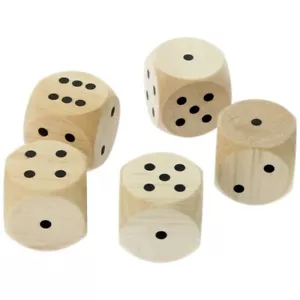 5x Wooden Dice Dices Cube Cubes Wood Six Sided 30 mm (3cm) Large Polished - Picture 1 of 3