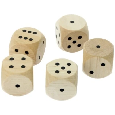 5x Wooden Dice Dices Cube Cubes Wood Six Sided 20 mm (2cm) Polished - Image 1 of 3