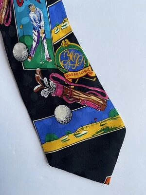 Gravata de golfe Addiction 100% seda vintage novidade gravata esportiva 60 polegadas - Imagem 1 de 4