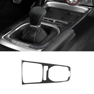 Carbon Fiber Console Manual Gear Shift Panel Cover For Chevrolet Camaro 2010-15 - Picture 1 of 9