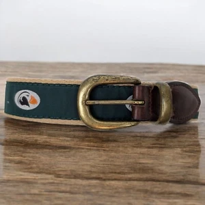 YRI Embroidered Canvas Ribbon Leather Belt BANDON DUNES GOLF CLUB Green Size 38 - Picture 1 of 9