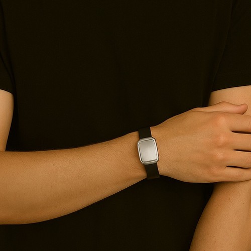 VALENTINO Bracciale Silicone Nero Charms Galleggiante Acciaio Inox Lucido Chiusura Leave