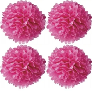 Pompones de papel de seda flores boda fiesta hágalo usted mismo decoración (paquete de 4) - Imagen 1 de 4