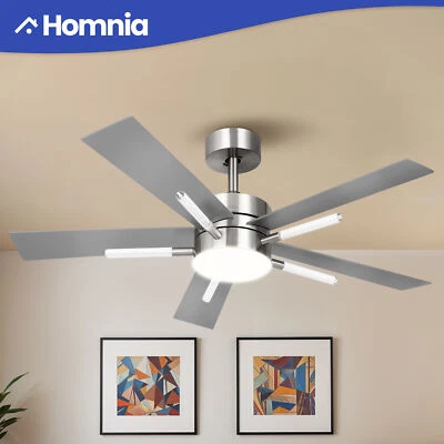 60" Ceiling Fan with Light Crystal Rod Remote Control Reversible 6 Speed Silver - Image 1 of 4