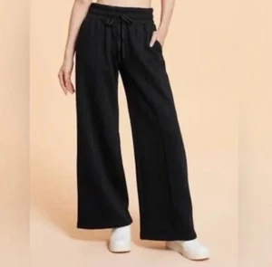 Blogilates Women's Travel Trouser High-Rise Wide Leg Sweatpants - Black XS - Picture 1 of 5