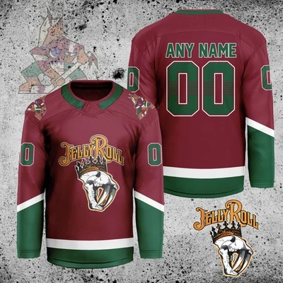 Personalized Arizona Coyotes X Jelly Roll Hockey Shirt Men's Fan Gear Xmas Gift - Image 1 of 4