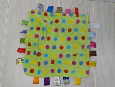 Taggies Manta de Seguridad Bebé Lovey Verde Colorido Lunares Naranja Espalda Foto 1 de 4